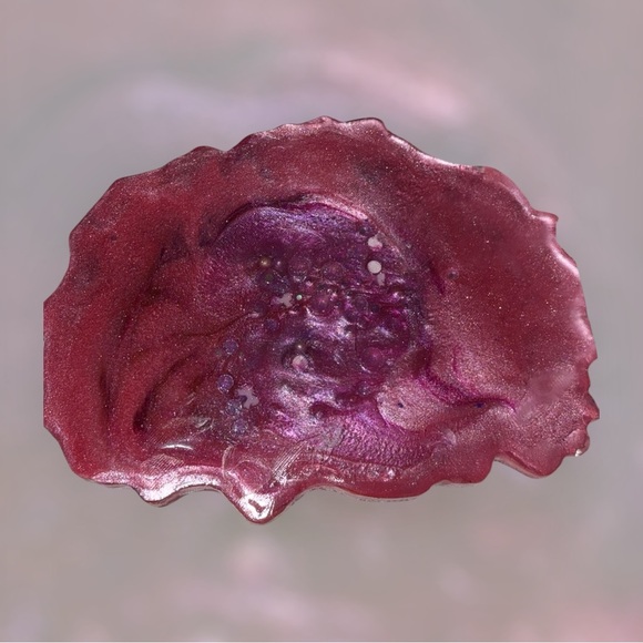 Abstract Cloud Design Pink Glitter Double Sided Handmade Resin Candle Plate - Picture 5 of 6